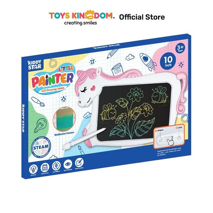 ASLI KIDDY STAR 10 INCI LCD DRAWING BOARD UNICORN - PUTIH/PINK READY STOCK