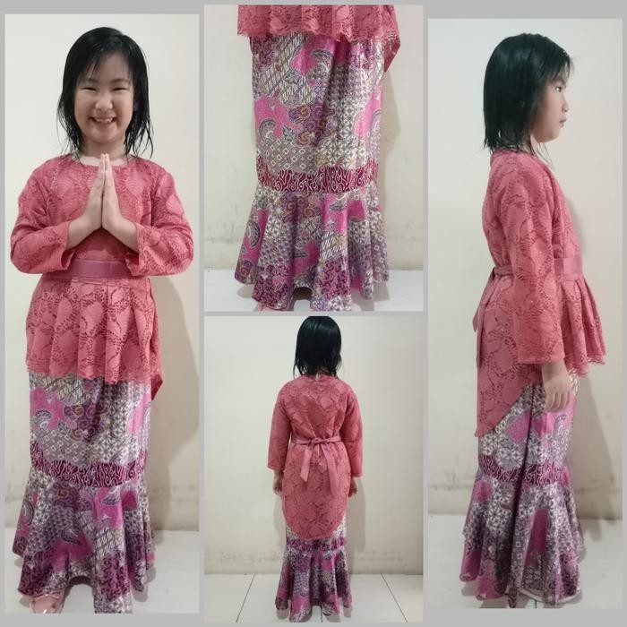 ASLI stelan kebaya anak brukat yustia kombi rok duyung batik READY STOCK