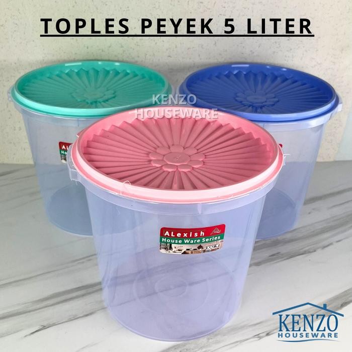 New Toples 5 Liter Toples Bulat Kerupuk Toples Krupuk Peyek 5 Liter Sealware Kuat