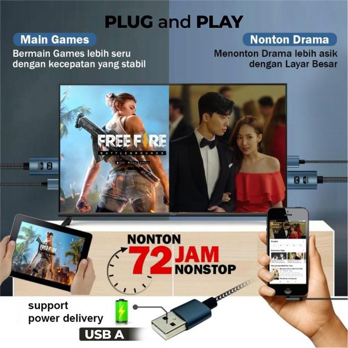 qez7- Kabel Hdmi Lightning Hdmi Dongle Mhl Mirroring Cable 4K Anycast Dongle Miracast