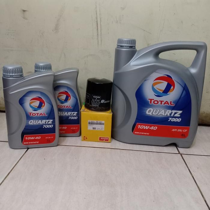 temg- Paket Oli Mesin Bensin Total Sae 10W-40 6 L + Filter Oli Toyota Innova