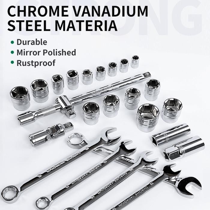 ISKU Kunci Set 37pcs Termasuk Kunci Ring pas 1 Set Dan Mata Shock Set