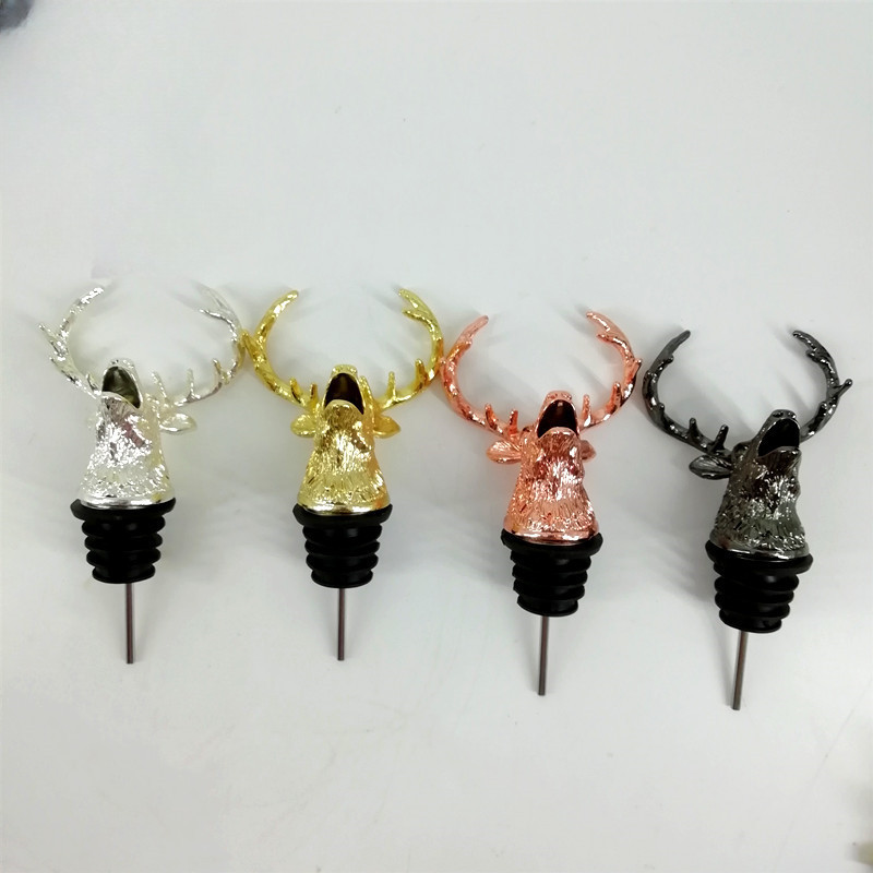 1PC Animal Head  Pourer Zinc Alloy Deer Elk   Pour Spout Stopper Club Bar Accessories Deer Head  Pou