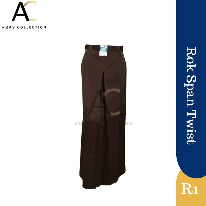 ypa5- Rok Sekolah Smp Sma Span Rempel Belah Satu Coklat Pramuka Bahan Twist / Licin A-Line