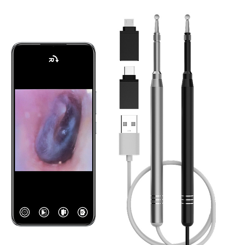 Ear Cleaning Endoscope Camera Type-C Micro Usb 5.5Mm 3.9Mm 3In1 Visual Ear Picker Ear Spoon 6Leds