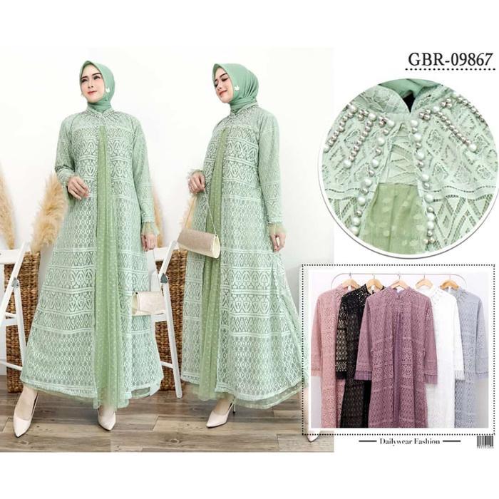 GAMIS OZIAS BROKAT ARABELLA JUMBO 09867 LD 120 I Dress Muslimah Remaja I Gamis Kondangan Simpel - ab