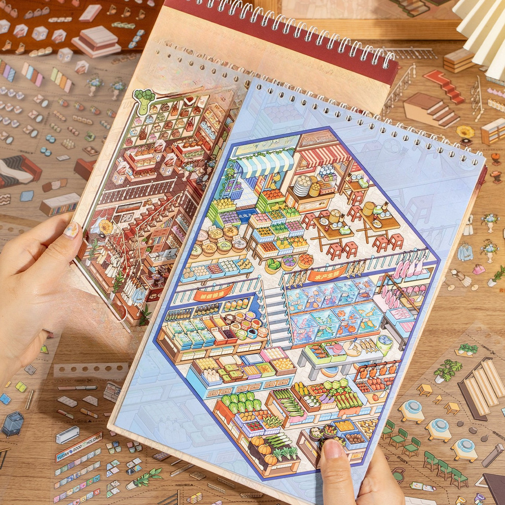 Coil Sticker Book Mini Scene Stock Series 3D Fun Journal Scene Building Supplies DIY