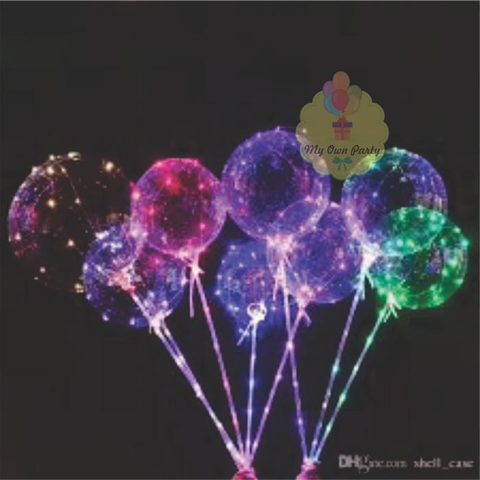 New Balon Pvc Dengan Stik Dan Lampu Led Tanpa Baterai / Balon Transparant
