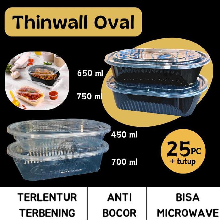 Thinwall Oval 450 Ml 700 Ml Thinwall Oval Hitam 600Ml 750 Ml Terlaris
