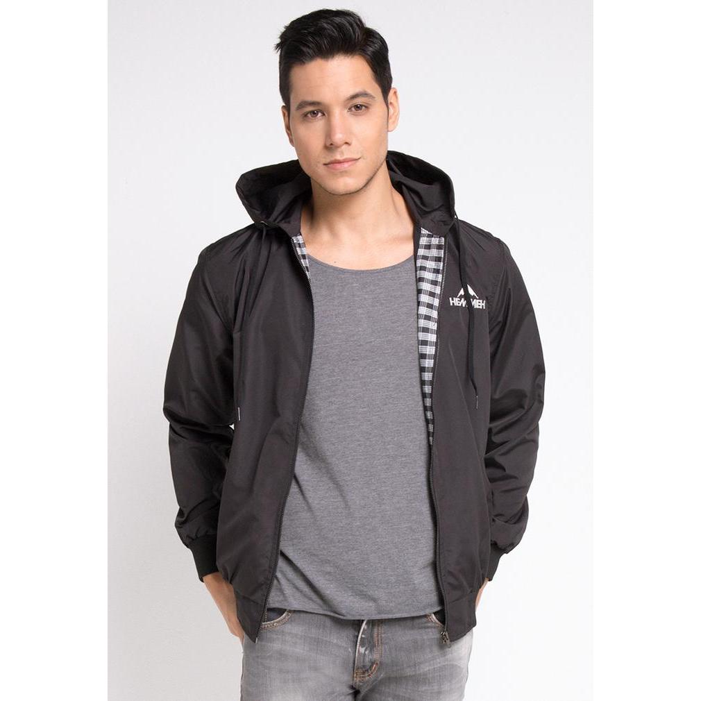 HEMMEH Jaket Parasut Hoodie Hitam Polos