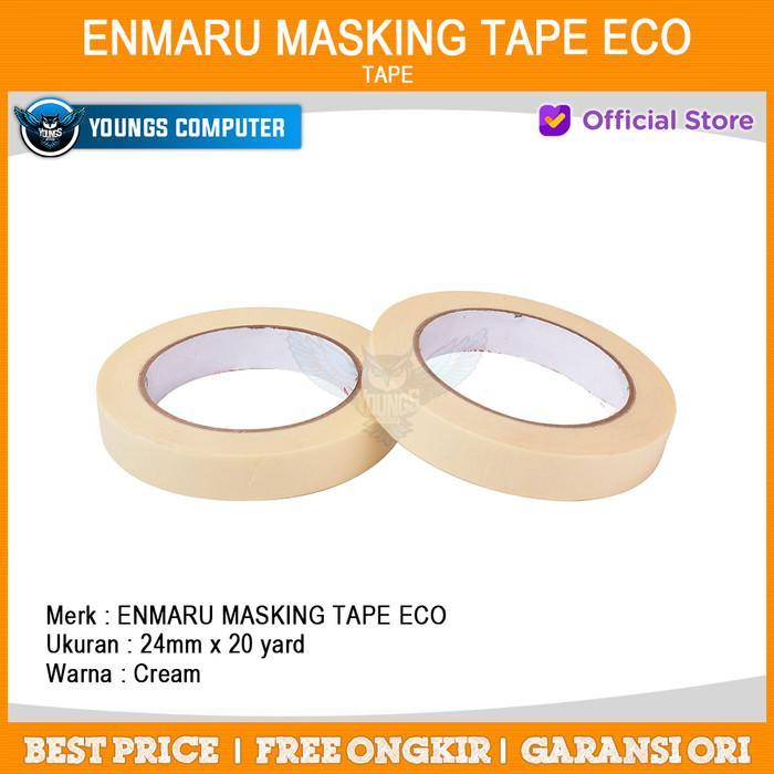 Selotip Isolasi Kertas ENMARU MASKING TAPE ECO 24mm x 20 yard Cream
