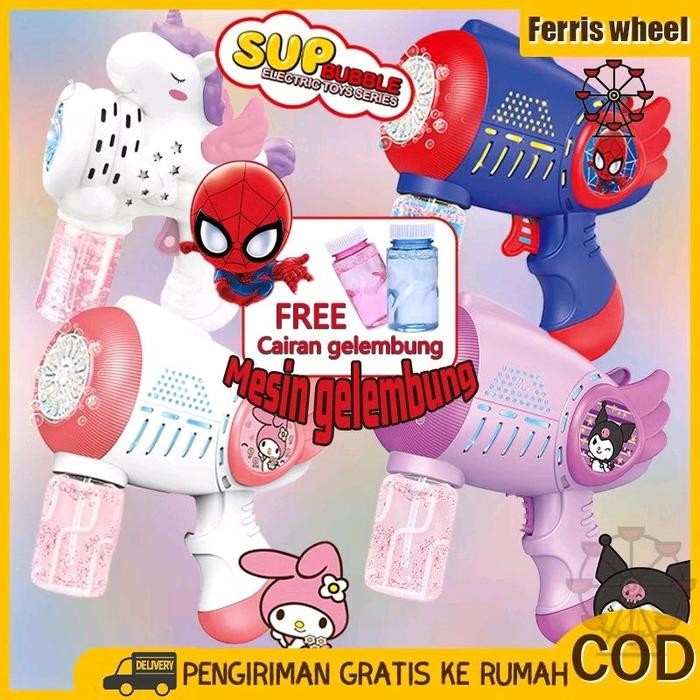 Elektrik bubble guns tembakan gelembung elektrik bonus botol gelembung dan air gelembung Control