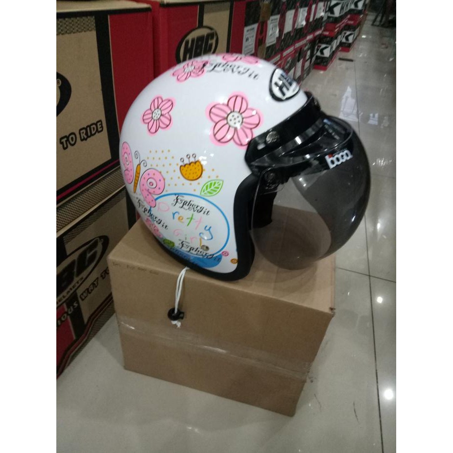 Helm Bogo Hbc Motif Bunga Putih