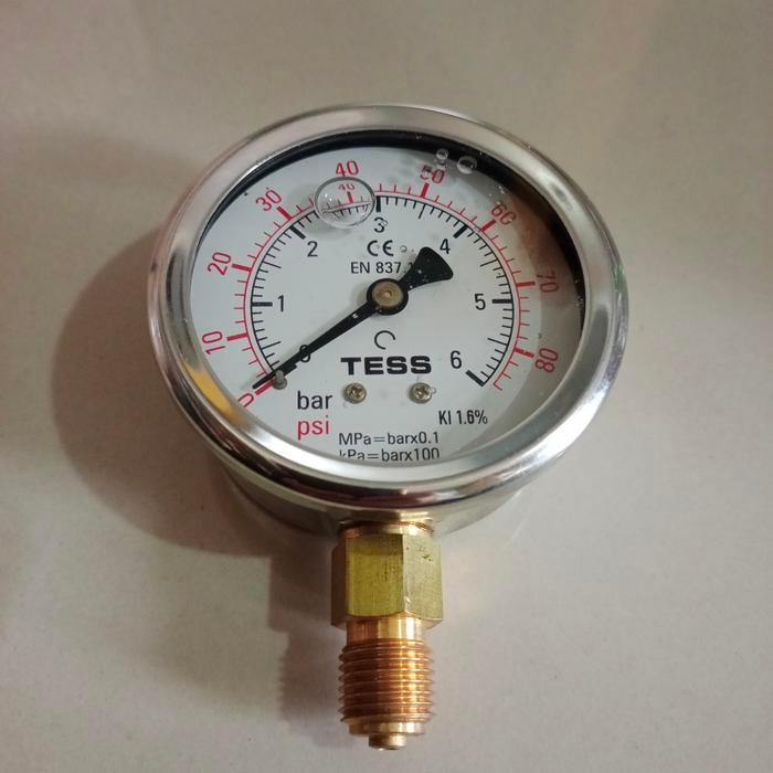 Tess 63D Pressure Gauge 6 Bar 80 Psi 1/4"Bsp