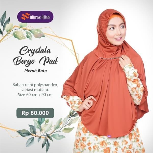 NIBRAS HIJAB CRYSTALA BERGO PAD BAHAN SPANDEK REINY WARNA MERAH BATA