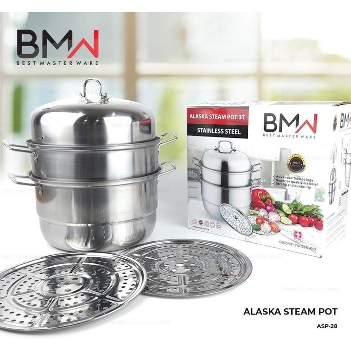 Teffal Signature - Alaska Steam Pot 28 Cm 3 Ssn - Steamer 3 Susun - Panci Kukus Stainless