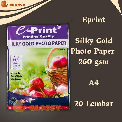 

Pilihan- Eprint Silky Gold Photo Paper 260 Gsm / Kertas Foto Silky Doff
