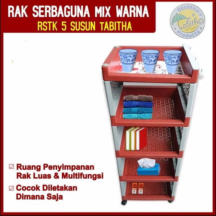 Rak Plastik Serbaguna 5 Susun + Roda Tabitha Rstk 5 Susun Rak Salon