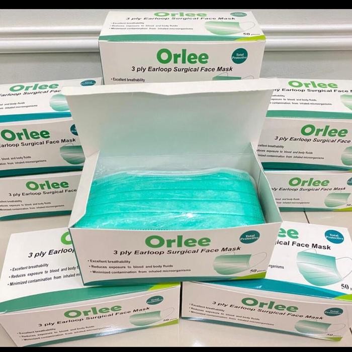 masker medis 3ply earloop surgical mask dewasa orlee murah bagus