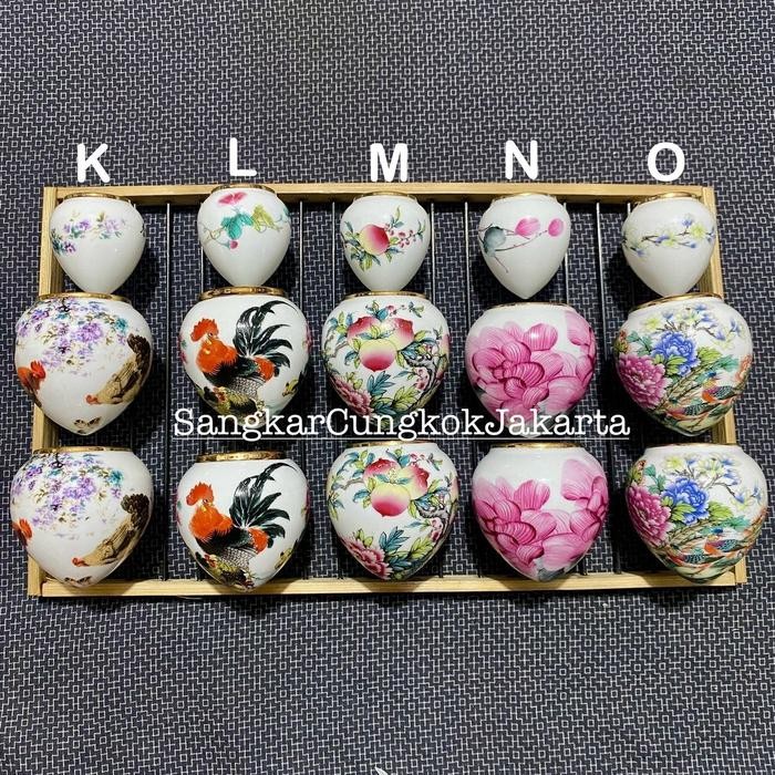 Cepuk Keramik Besar Mewah List Gold Murai Wambi Ori Cungkok Set3pcs
