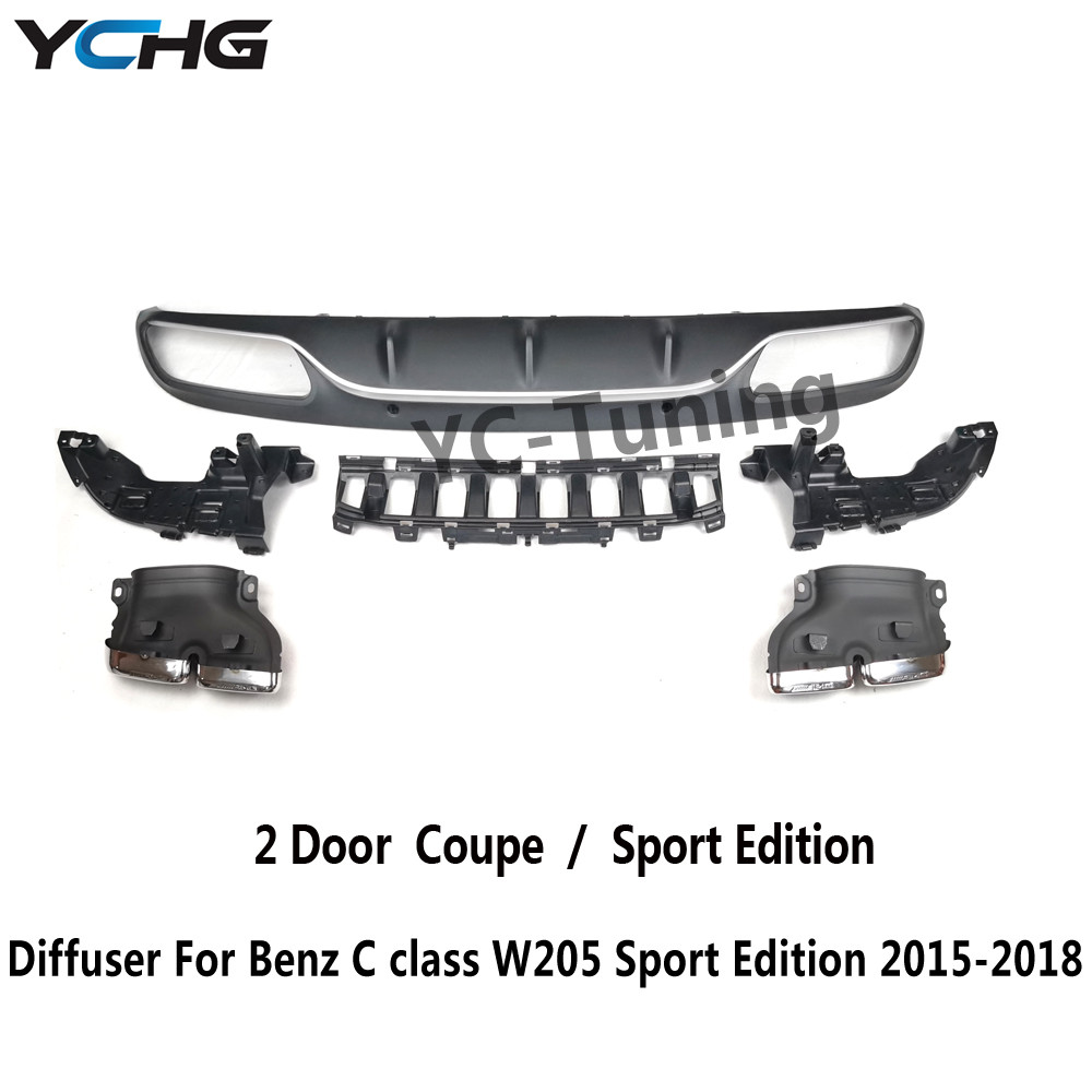 IMPORT W205 AMG STYLE REAR BUMPER DIFFUSER LIP FOR MERCEDES BENZ C CLASS W205 COUPE CABRIOLET