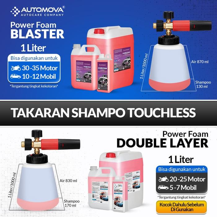 Pilihan- Shampoo Touchless Carwash Automova Power Foam Blaster & 2 Layer 1 L