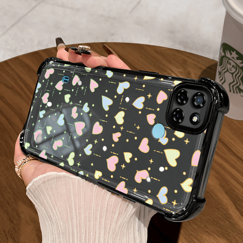 Casing Hp untuk Realme C21Y Realme C25Y C21 C15 Case Hati Berwarna Kasing airbag Kesing Silikon Tipi