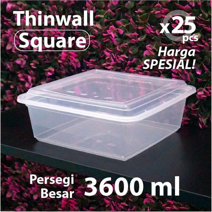 

Paket 25 pcs - Thinwall Persegi Besar 3600 ml DM - Wadah Square SQ