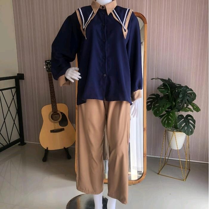 Tasya Set - Setelan one set Kemeja Celana - Atasan Bawahan Wanita Cantik - Size Jumbo - Shakila