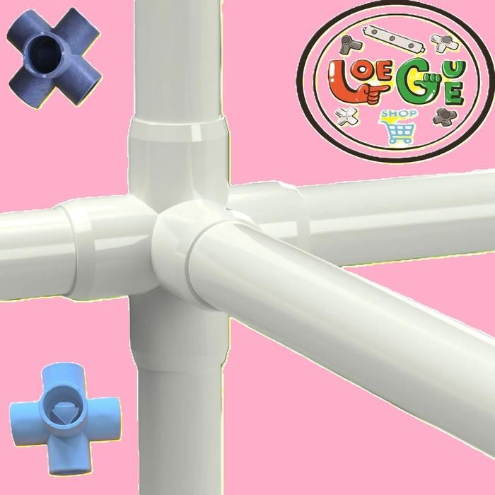 New sambungan konektor fitting tee pipa pvc 5 way arah 1" inch hidroponik