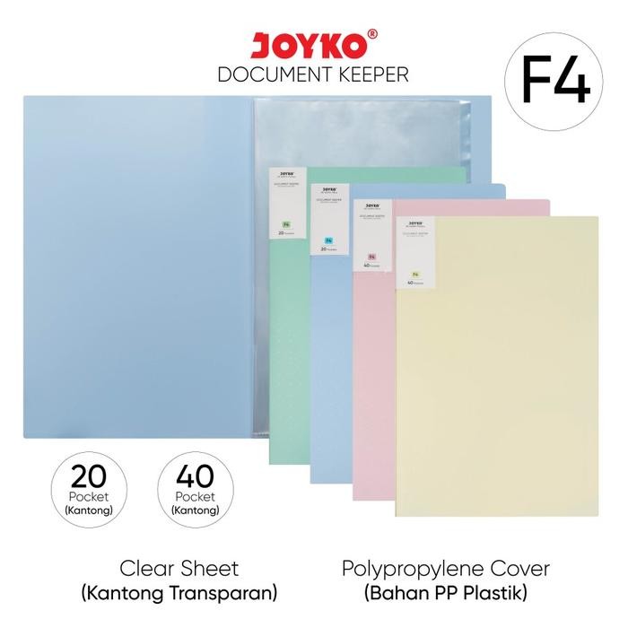 

OJ Joyko Dokumen Keeper / Clear Holder DK-B40 F4 40 Sheet Pastel Color