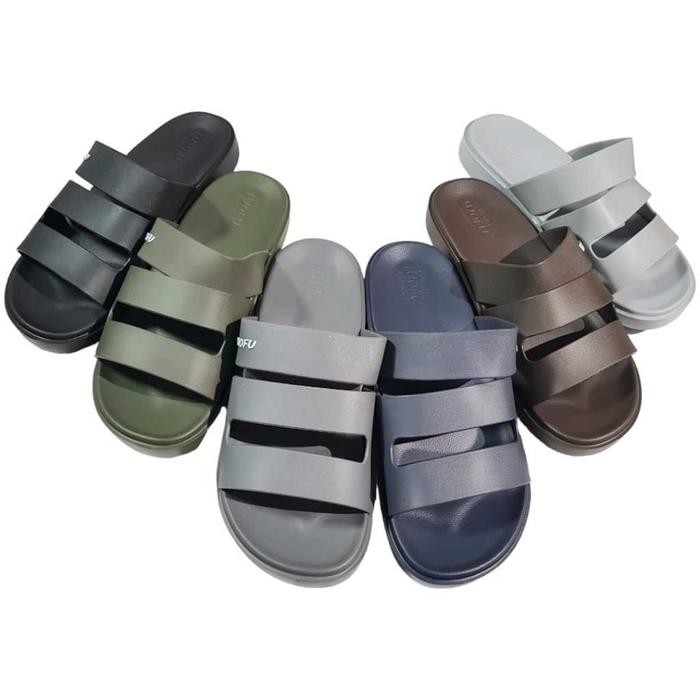 Luofu Sandal Selop Karet Pria Empuk Ban Tiga Import E6222-E01 E6
