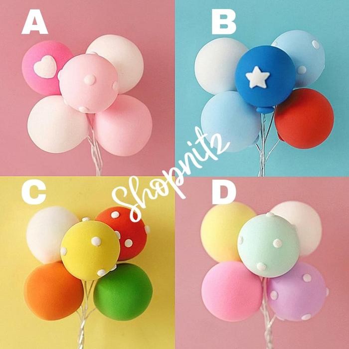 Topper Cake Balon Hiasan Kue Tart Toper Balon Warna Pastel Motif