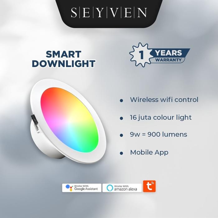 SEYVEN Smart Downlight RGB+W 15 W Wifi Smart Downlight Dimming Remote Lampu