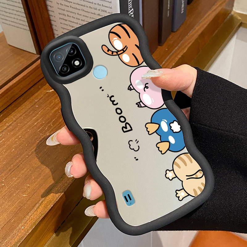 Casing HP Untuk Realme C21 Case Bokong hewan kecil Macaron Softcase Silikon Kasing Cream Gelombang P
