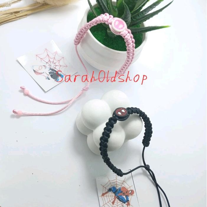 New Gelang Couple Spiderman Tali Satin Kilap Model Anyam Serut - Bracelets Aksesoris Elegan