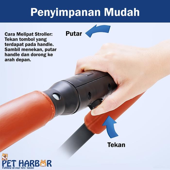 PET DOG CAT STROLLER KERETA DORONG TROLI ANJING KUCING BELLO TINGKAT
