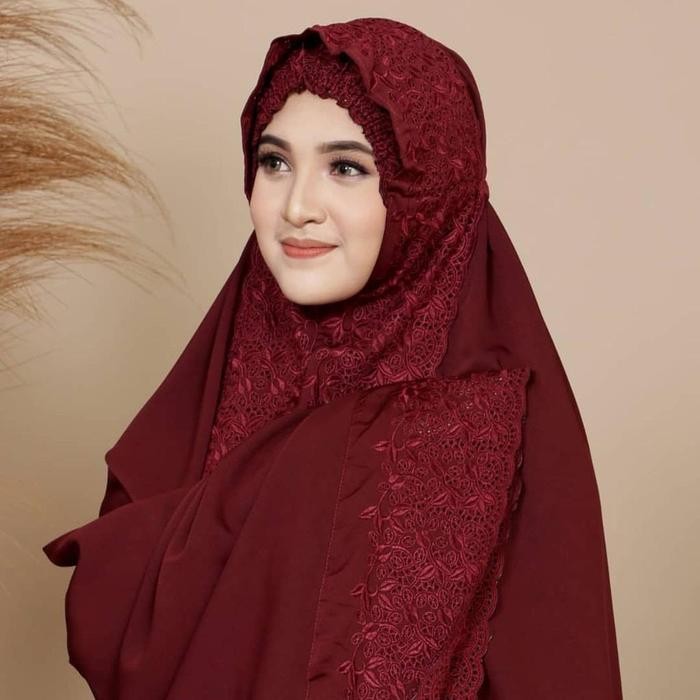 mukena dewasa fatimah full bordir,free tas cantik Muslim Wanita Mukenah Katun Mewah