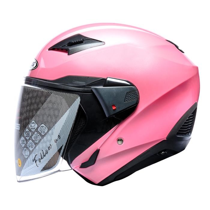 ZEUS 611 PINK GLOSSY HALF FACE DOUBLE VISOR HELMET