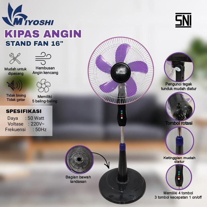 New KIPAS MIYOSHI STANDFAN 16inchi / KIPAS ANGIN BERDIRI ANGIN KENCANG / KIPAS ANGIN MIYOSHI / KIPAS