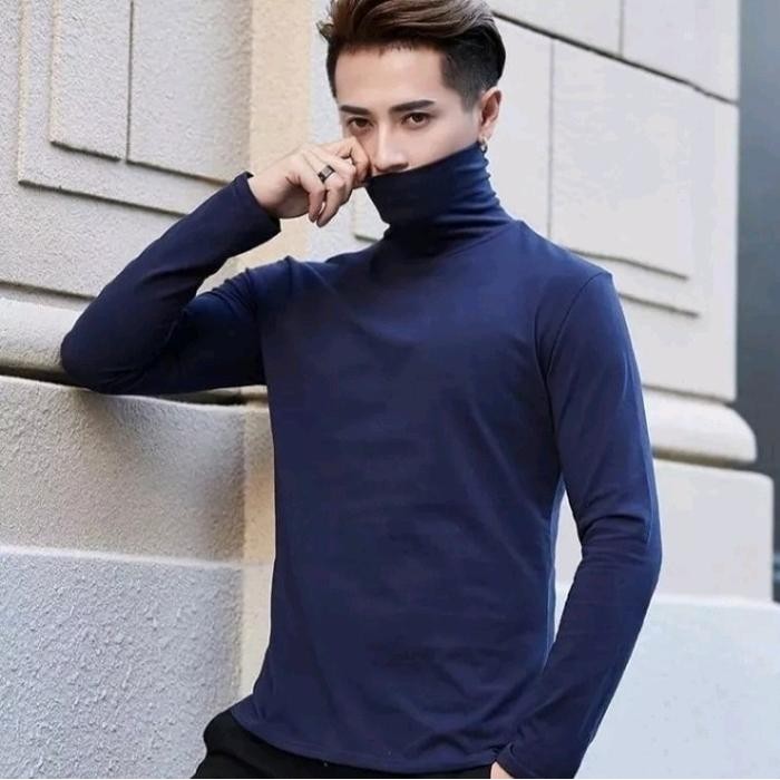 SIAPKIRIM Kaos Turtleneck Longslevee Kaos Polos Turtle neck Kaos Turtleneck Pria lengan panjang er