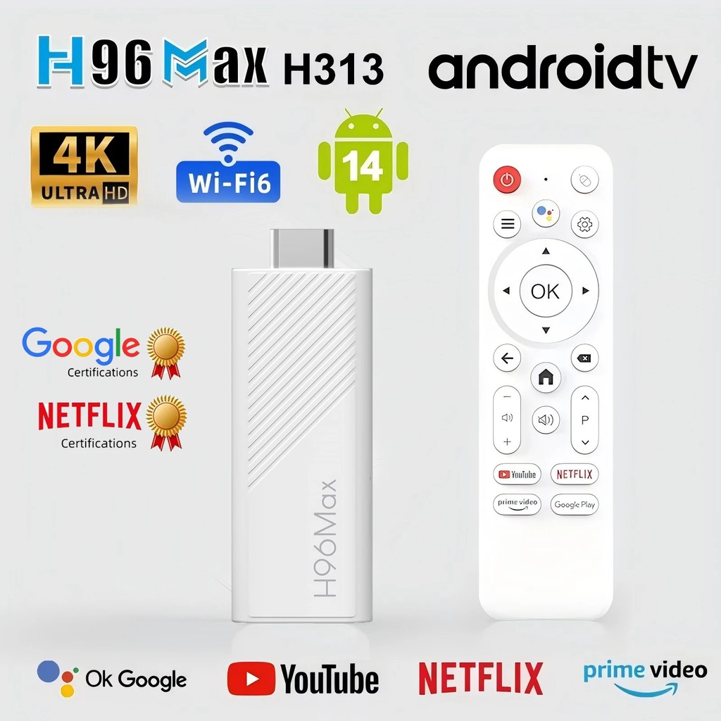 2024 New H96 MAX H313 Mini TV Stick Android 14 Smart TV Box Android14 2GB 16GB 8GB Wifi6 BT 4K HD