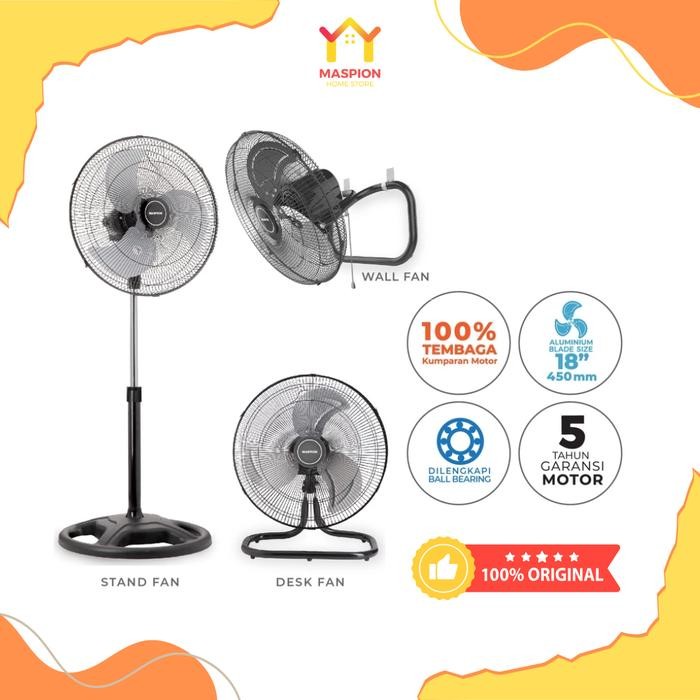 ORI Maspion Power Fan Kipas Angin Daya 18 Inch PW-451 3IN1 Kipas Dinding Berdiri - MHS