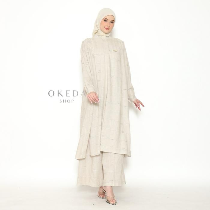 Okedashop - GAINA SET CELANA - Setelan Celana Wanita Linen Polos Tunik Kulot