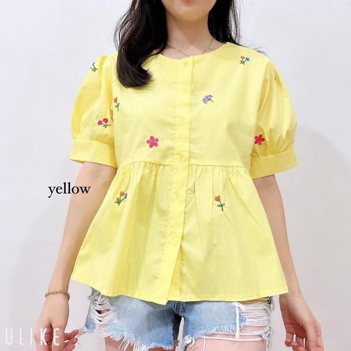 FLORAL BORDIR BLOUSE - BLUS BORDIR BUNGA BABYDOLL KATUN PREMIUM