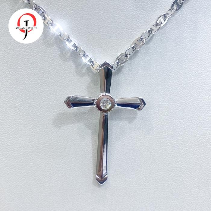 Custom Liontin Salib Berlian emas putih 750 best seller