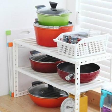 Rak Dapur 2 Susun Serbaguna Rak Panci Kuali Wajan Dapur Rak Panci