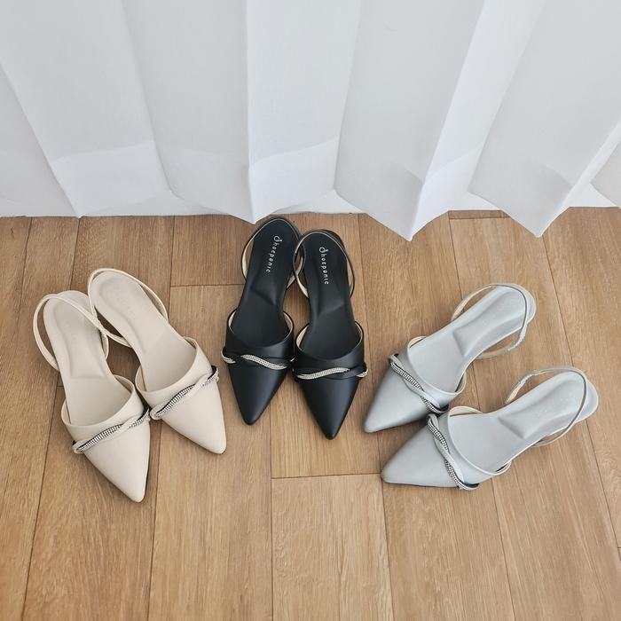 Ready Leora Veddira - Shoeponic - Sandal Hak Tinggi - Hak 3 Cm - Spn Heel Tali Mules - Sendal Dewasa