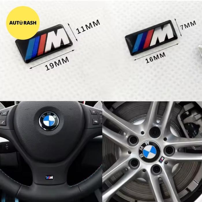 BMW Logo Emblem M untuk Stir dan Velg Bahan Aluminium Termasuk Double Tape 3M