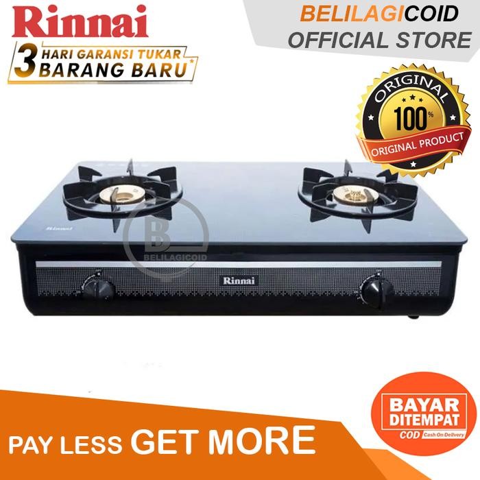 megj- Rinnai Kompor Gas Jumbo 2 Tungku Kaca Tempered Ri 712 Ga